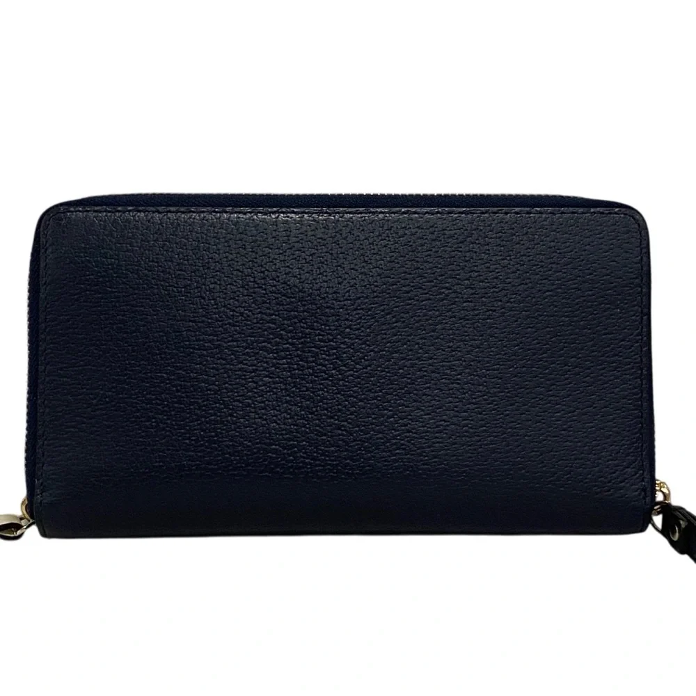 Kate Spade Navy Blue & White Large Double Zip Wallet - Very Good Condition